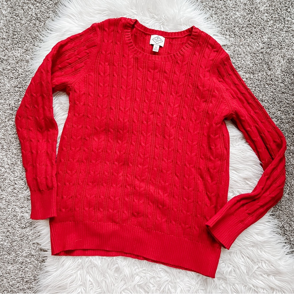 St. John’s Bay Red Cable Knit Sweater Women’s Plus Size 2X